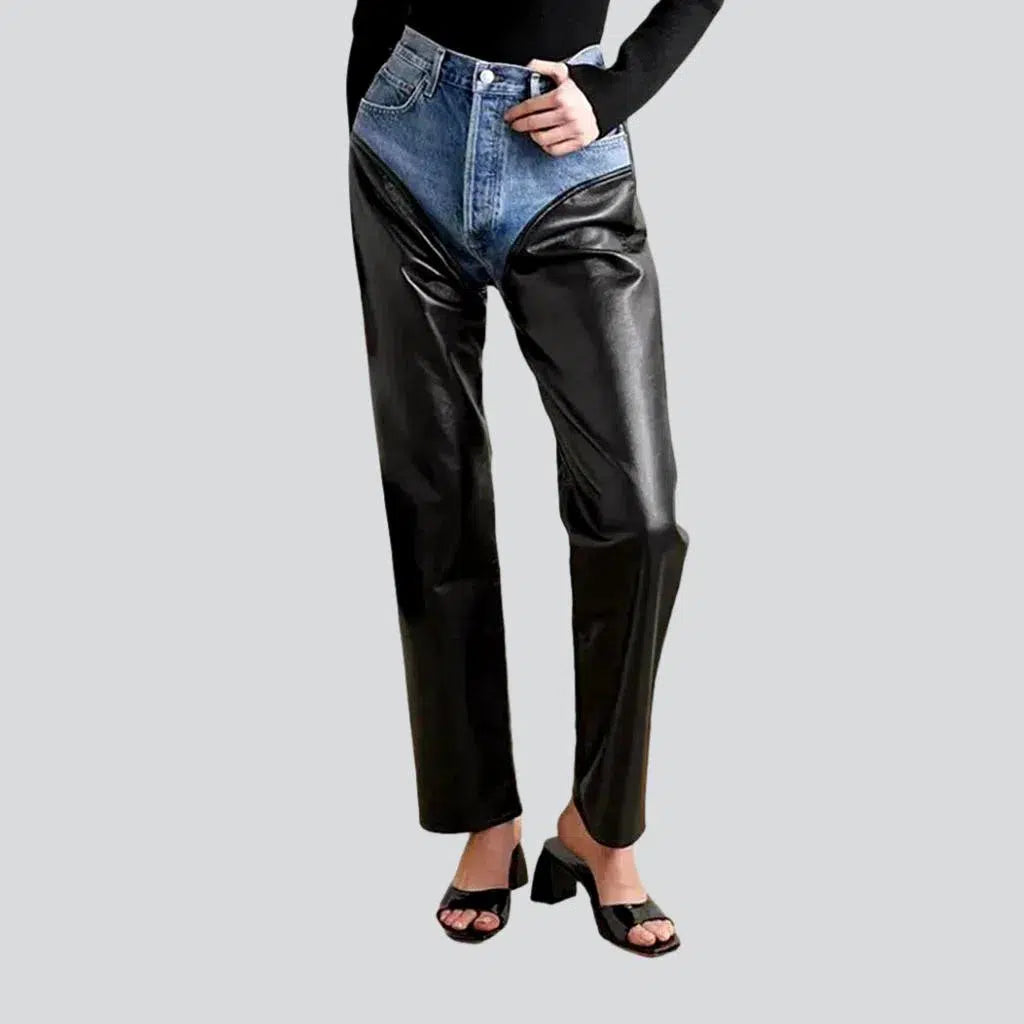 Coated mixed-fabrics jeans for ladies | Jeans4you.shop