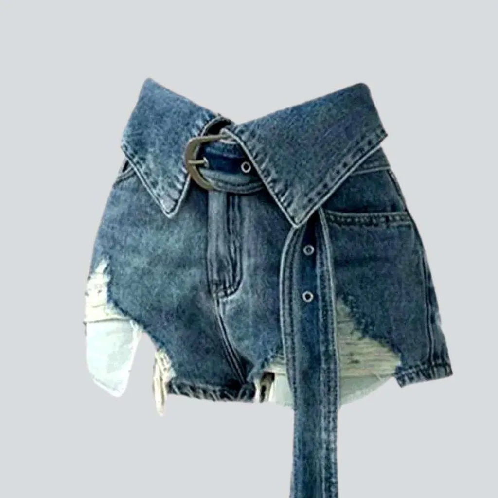 Collar waistband women's denim shorts | Jeans4you.shop
