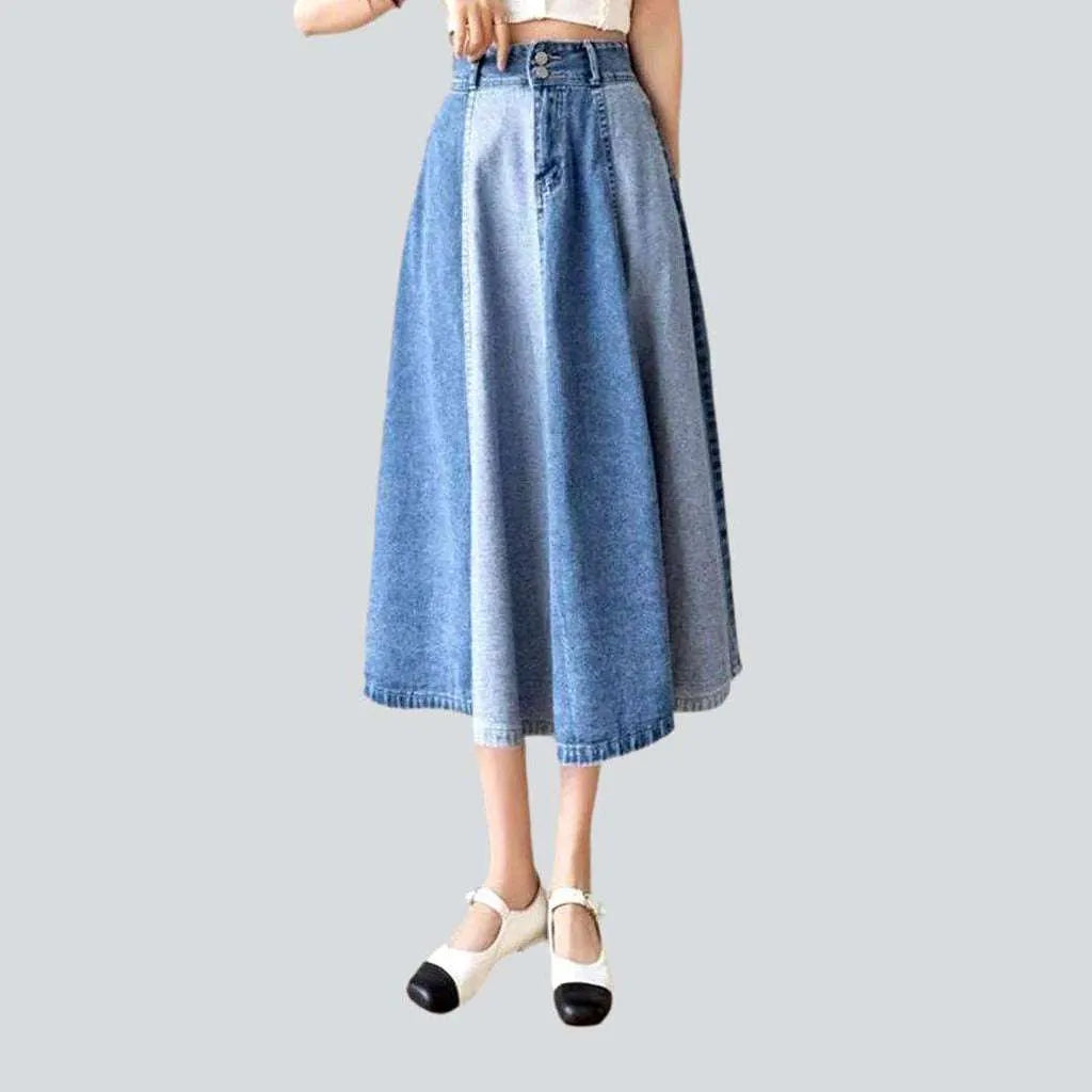 Color block flared denim skirt | Jeans4you.shop