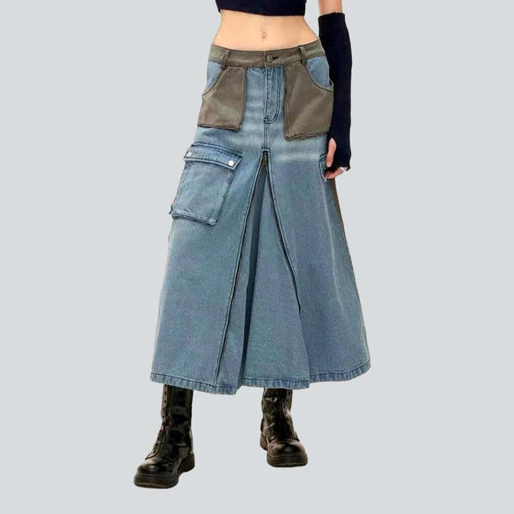 Color block patchwork denim skirt | Jeans4you.shop