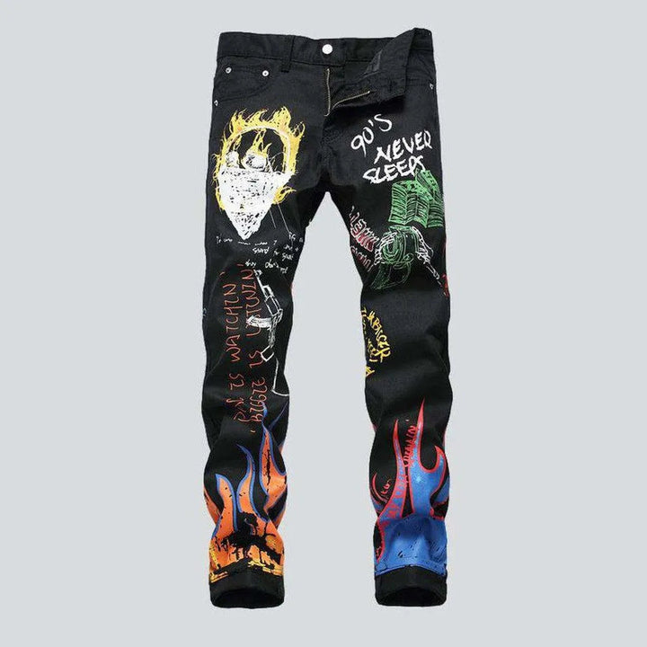 Color flame-painted men's jeans | Jeans4you.shop