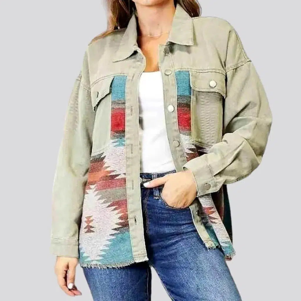 Color patchwork denim jacket
 for ladies | Jeans4you.shop