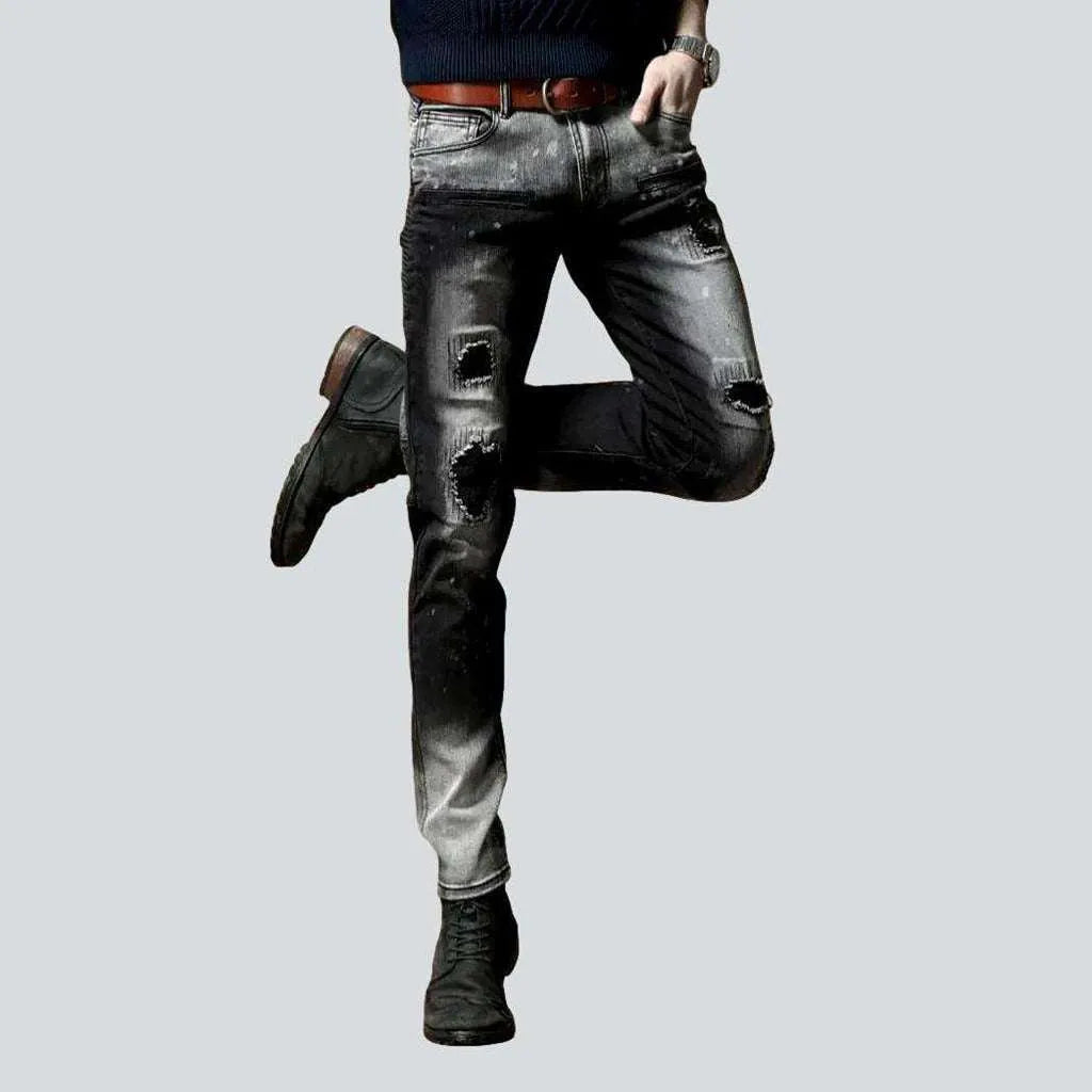 Contrast bleach slim men's jeans | Jeans4you.shop