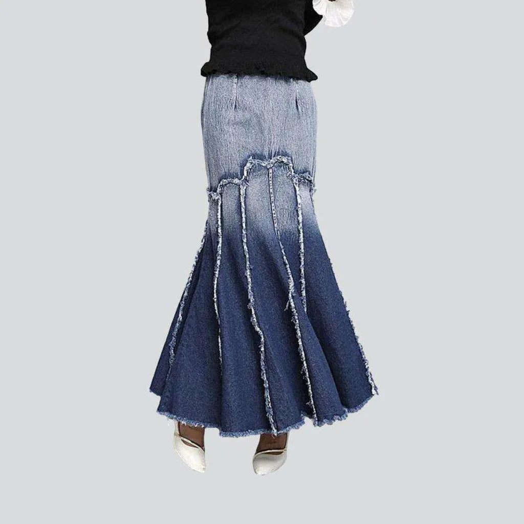 Contrast color embroidered denim skirt | Jeans4you.shop