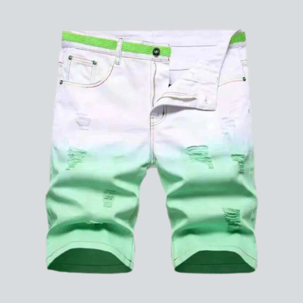 Contrast color ripped denim shorts | Jeans4you.shop