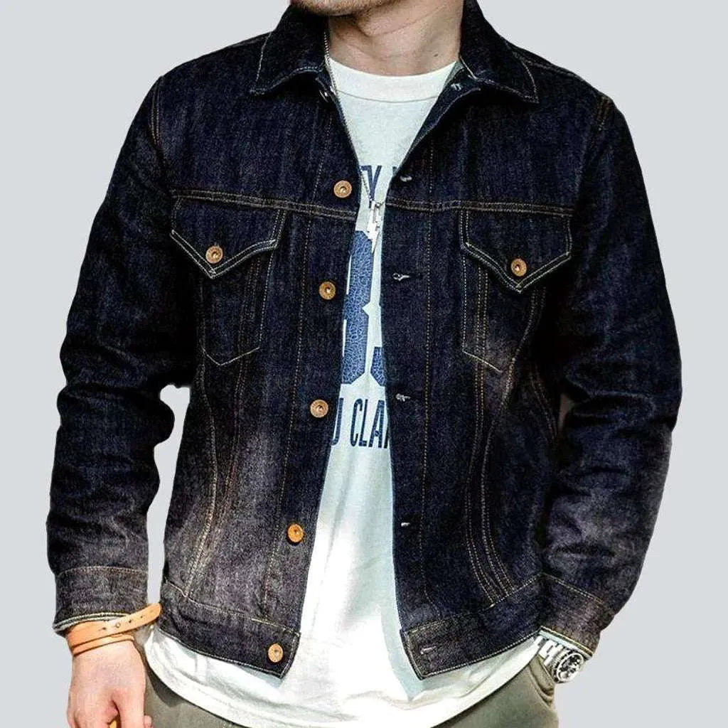 Contrast stitching men's jean jacket | Jeans4you.shop