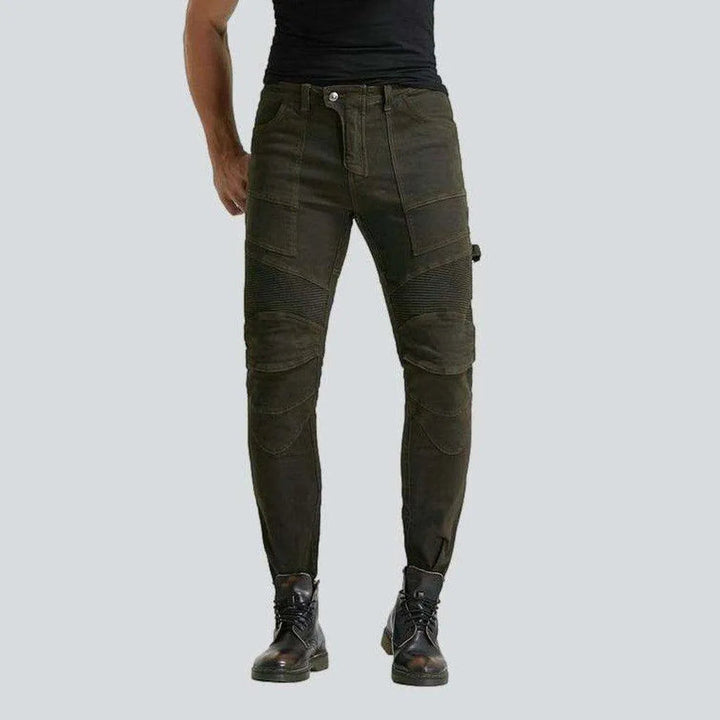Contrast stitching men's moto jeans | Jeans4you.shop