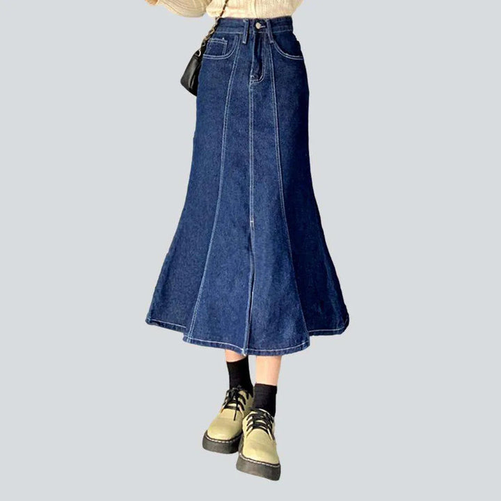 Contrast stitching peplum denim skirt | Jeans4you.shop