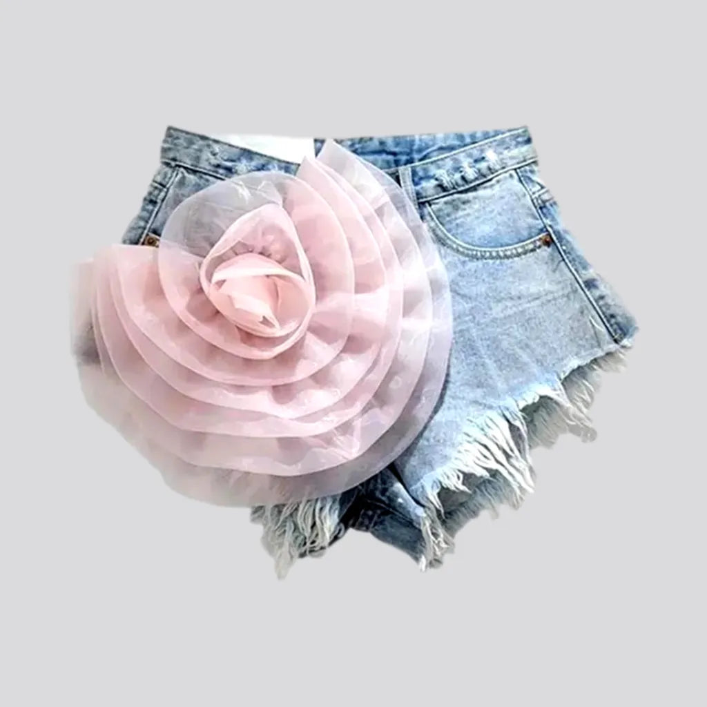 Cotton-rose y2k denim shorts
 for women | Jeans4you.shop