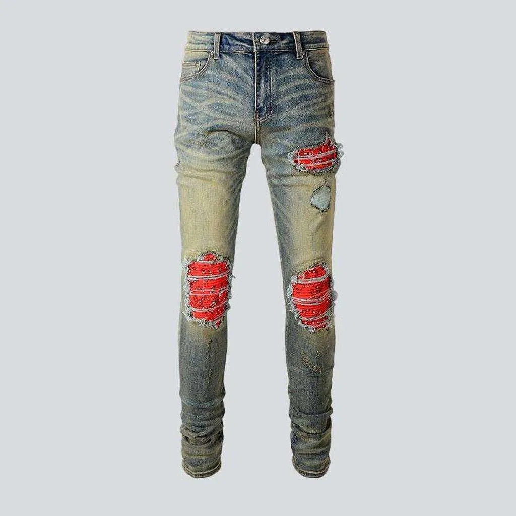 Cracked patch skinny men's jeans | Jeans4you.shop
