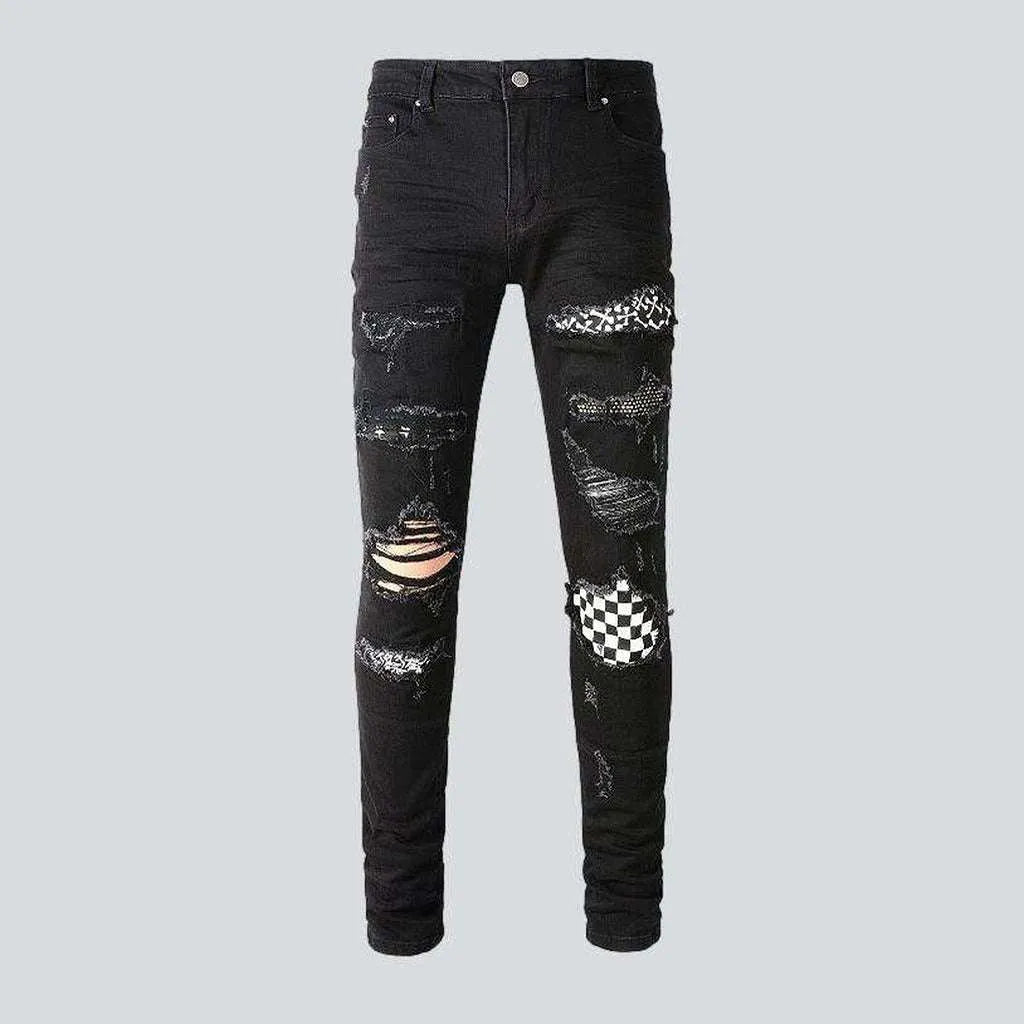 Crystal color patch men's jeans | Jeans4you.shop