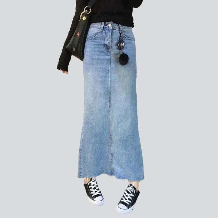 Cut edge long denim skirt | Jeans4you.shop