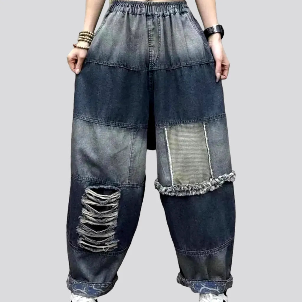 Dark distressed women's jeans pants | Jeans4you.shop