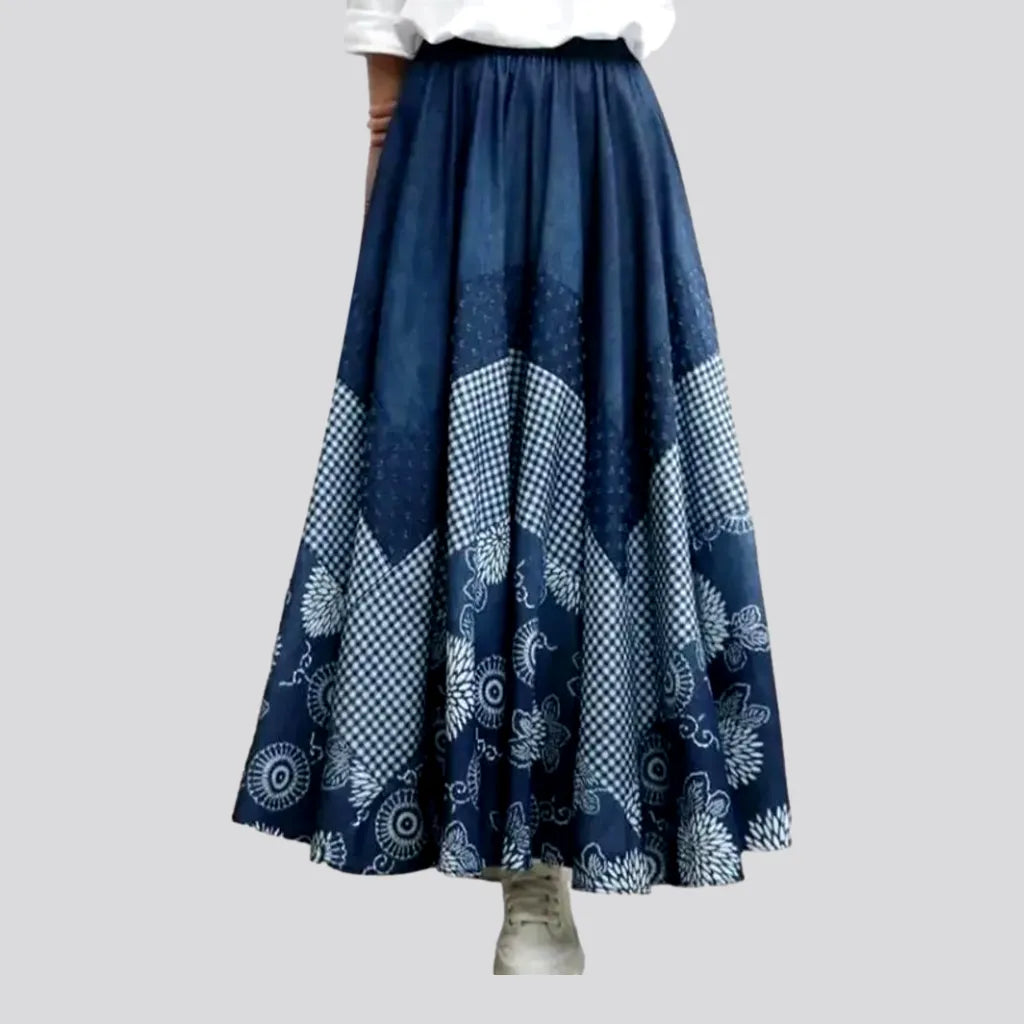 Dark-wash boho jean skirt
 for women | Jeans4you.shop