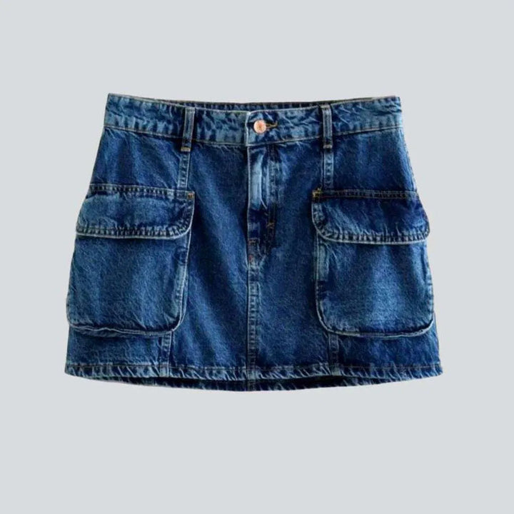 Dark wash cargo denim skirt | Jeans4you.shop