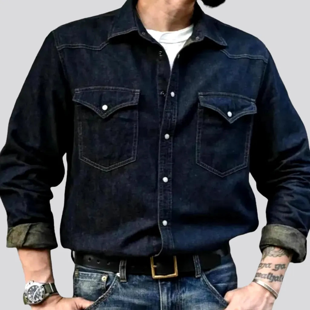 Dark-wash cowboy labor men's denim shirt | Jeans4you.shop
