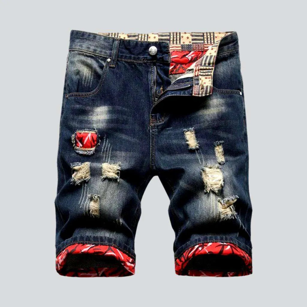 Dark wash distressed denim shorts | Jeans4you.shop