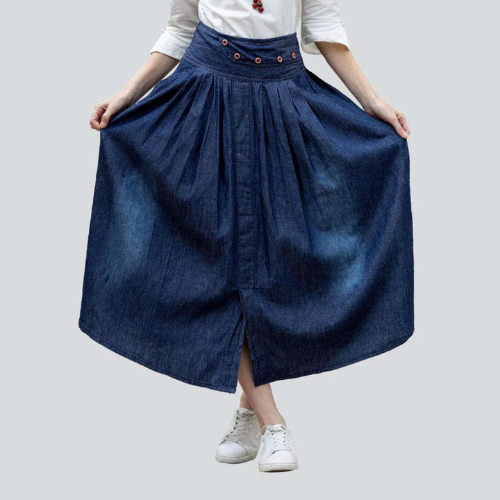 Dark wash flare jean skirt | Jeans4you.shop