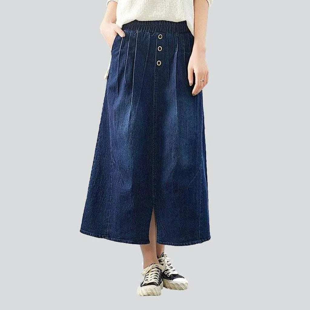 Dark wash long denim skirt | Jeans4you.shop