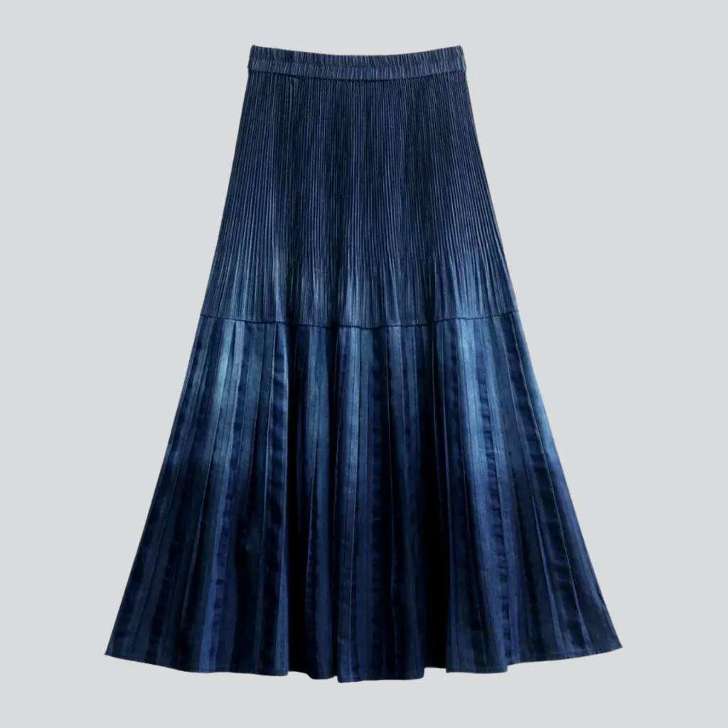 Dark wash ornament print denim skirt
 for ladies | Jeans4you.shop