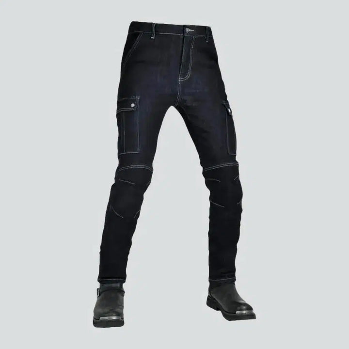 Dark-wash slim biker jeans
 for men | Jeans4you.shop