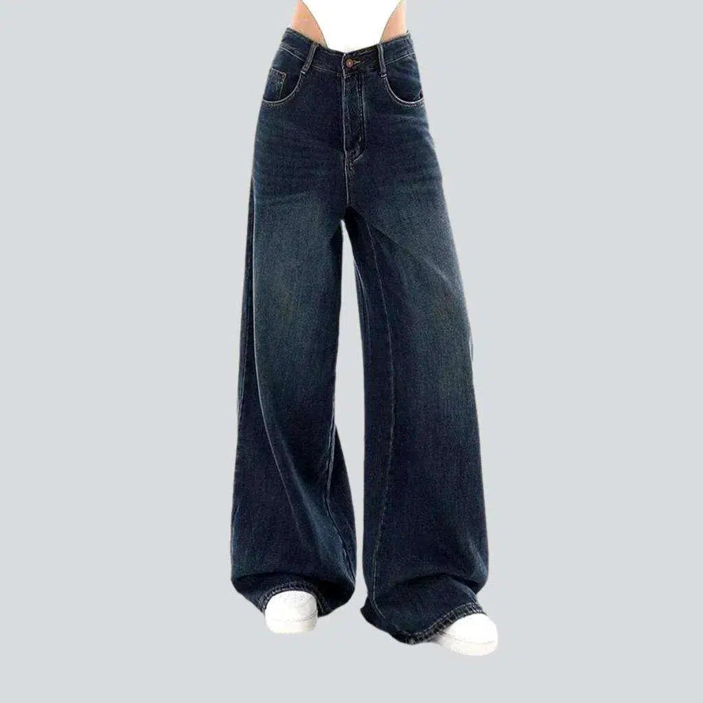 Dark wash women's sanded jeans | Jeans4you.shop