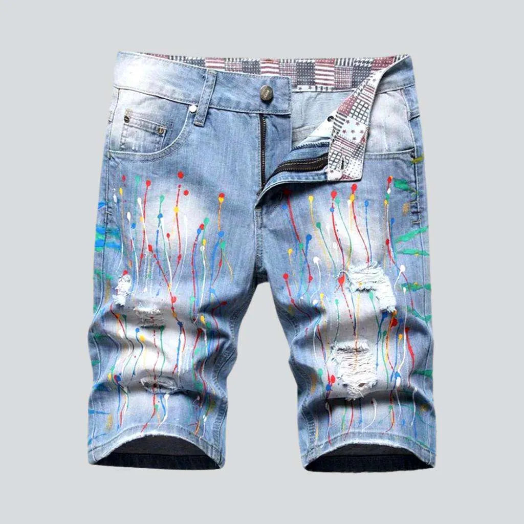Denim shorts with paint splatters | Jeans4you.shop