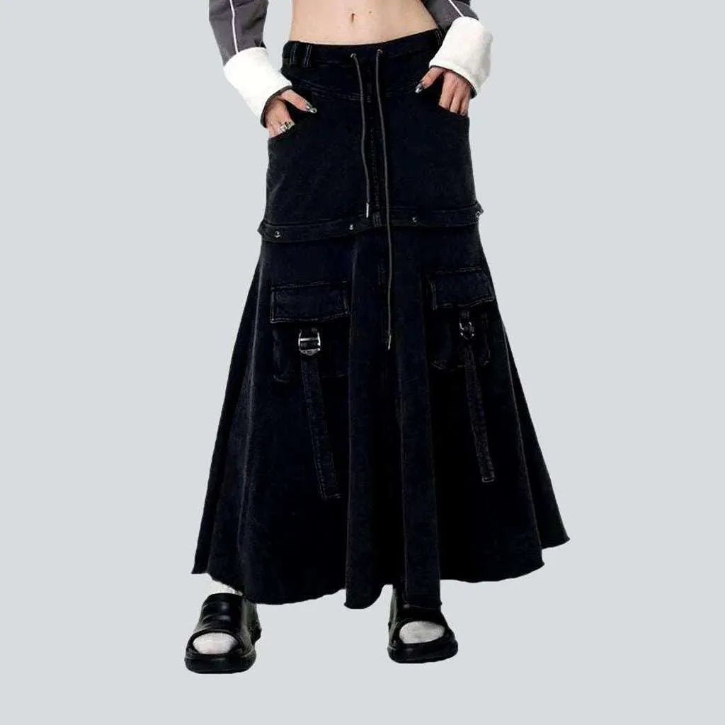 Detachable denim skirt with drawstrings | Jeans4you.shop