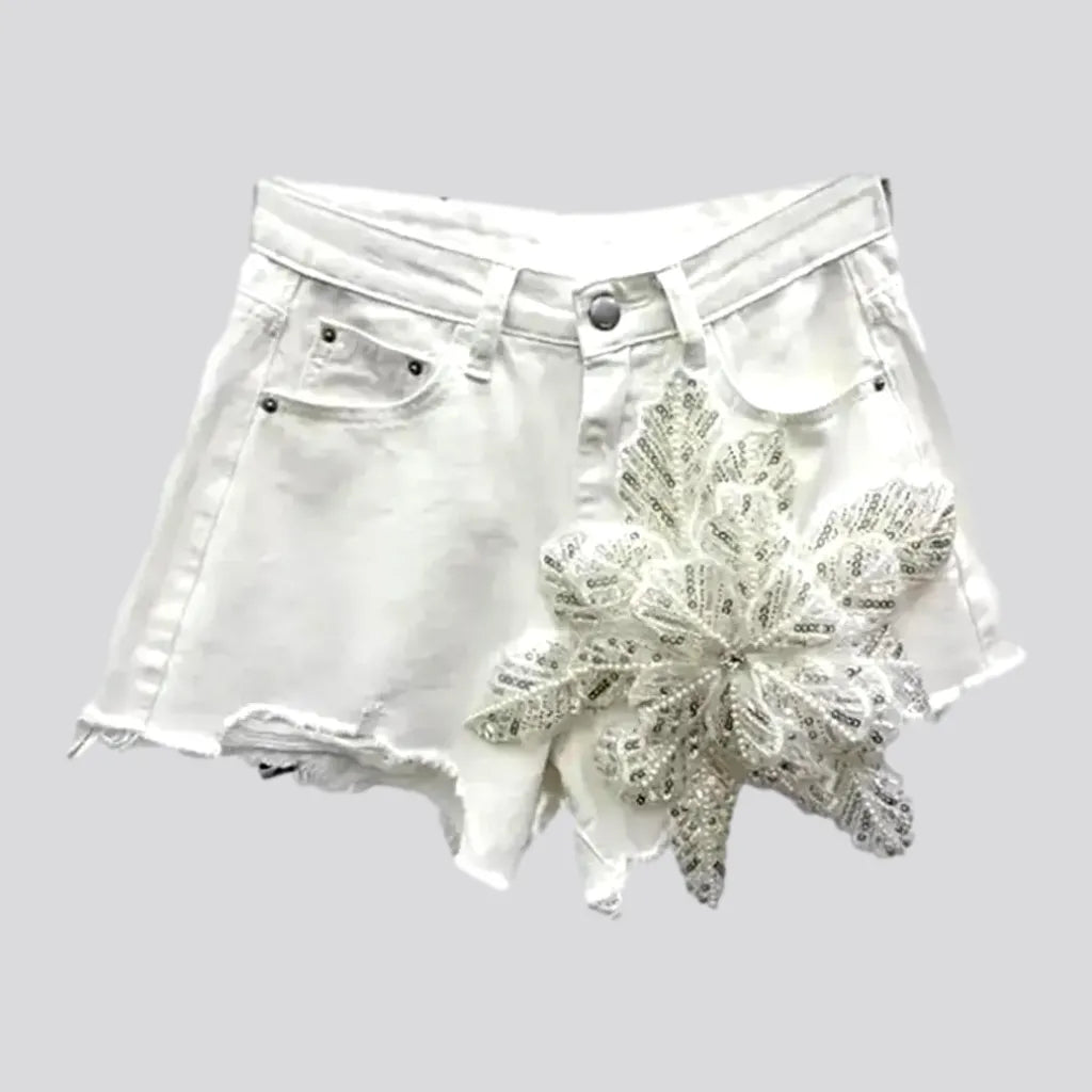 Distressed embellished jeans shorts
 for women | Jeans4you.shop