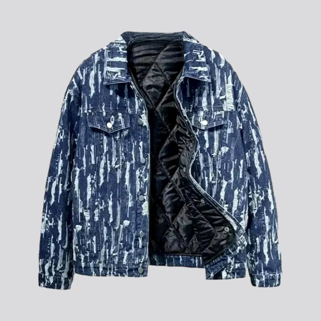 Distressed fleece men's denim jacket | Jeans4you.shop