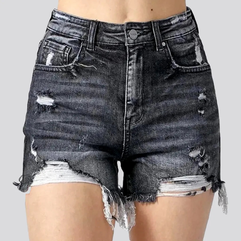 Distressed frayed-hem denim shorts | Jeans4you.shop