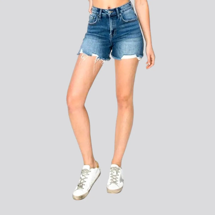Distressed high-waist denim shorts
 for ladies | Jeans4you.shop