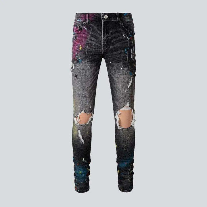 Distressed knees painted men's jeans | Jeans4you.shop