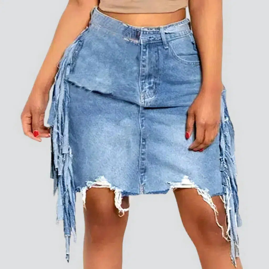 Distressed light-wash women's jeans skirt | Jeans4you.shop