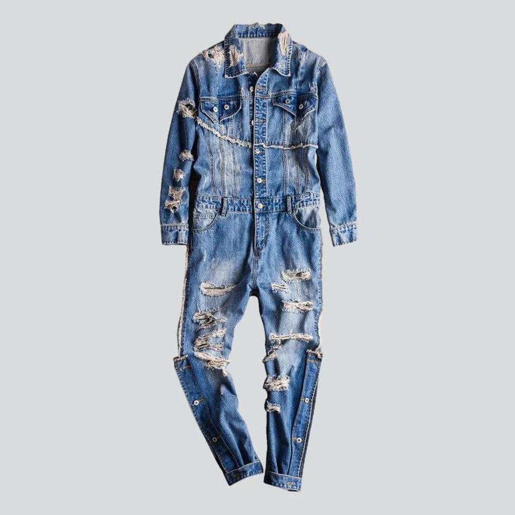 Distressed loose men's denim overall | Jeans4you.shop