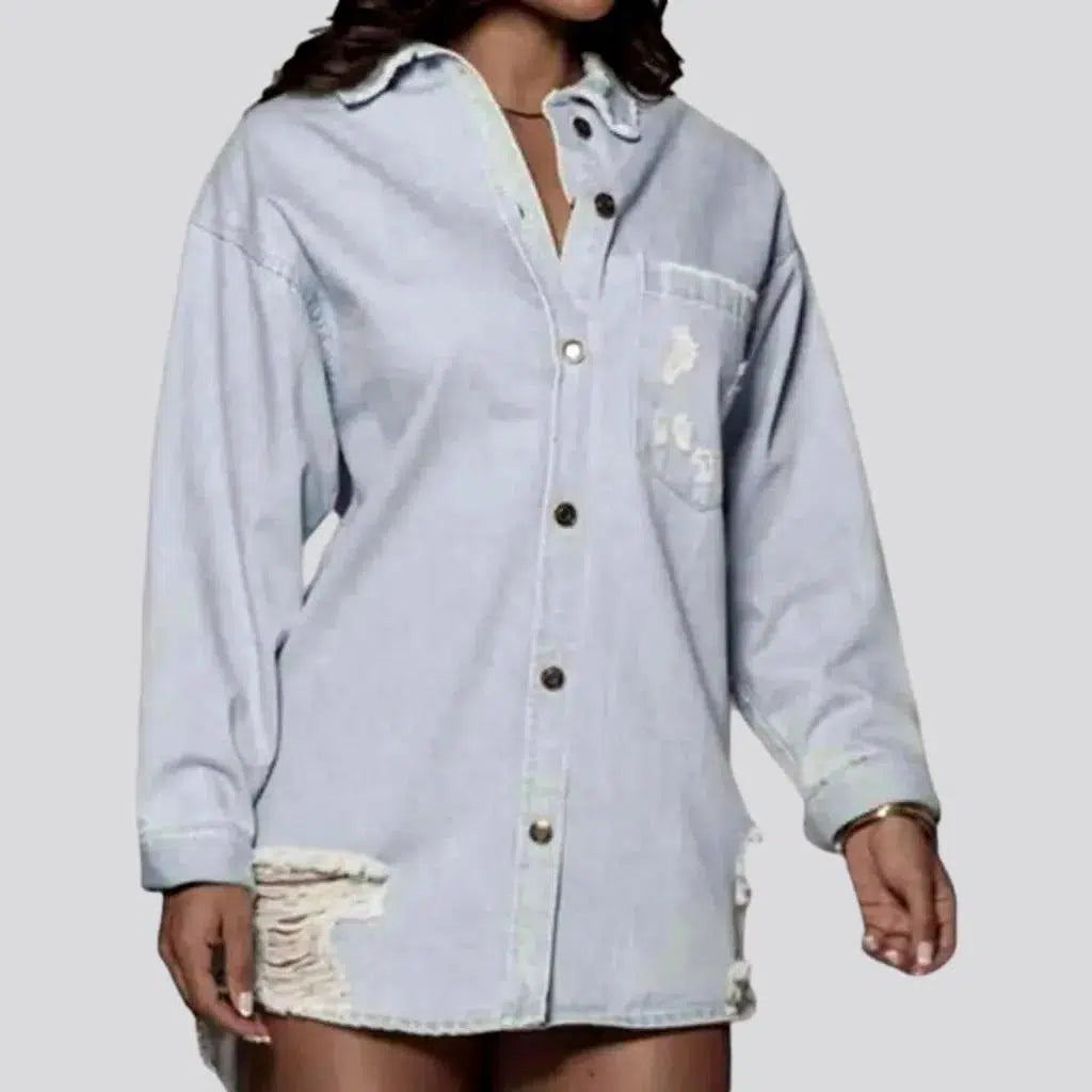 Distressed oversized jean shirt
 for ladies | Jeans4you.shop