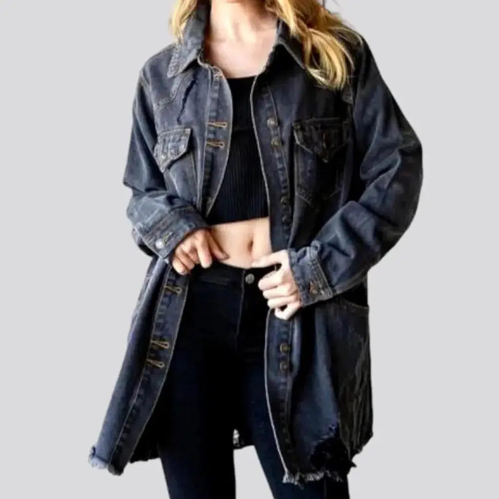 Distressed oversized jeans coat
 for women | Jeans4you.shop