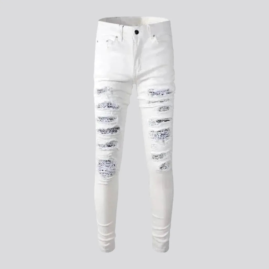 Distressed painted-patches jeans
 for men | Jeans4you.shop