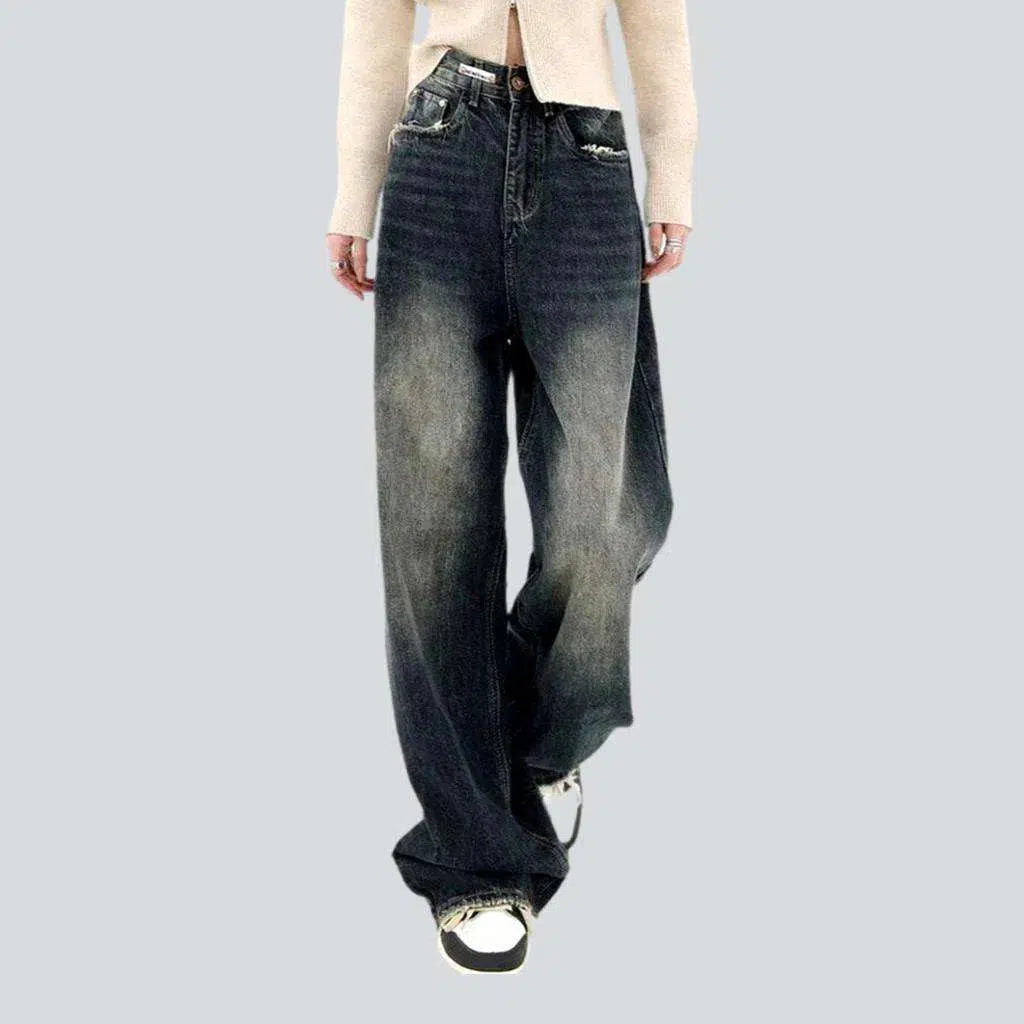 Distressed pockets street jeans
 for ladies | Jeans4you.shop