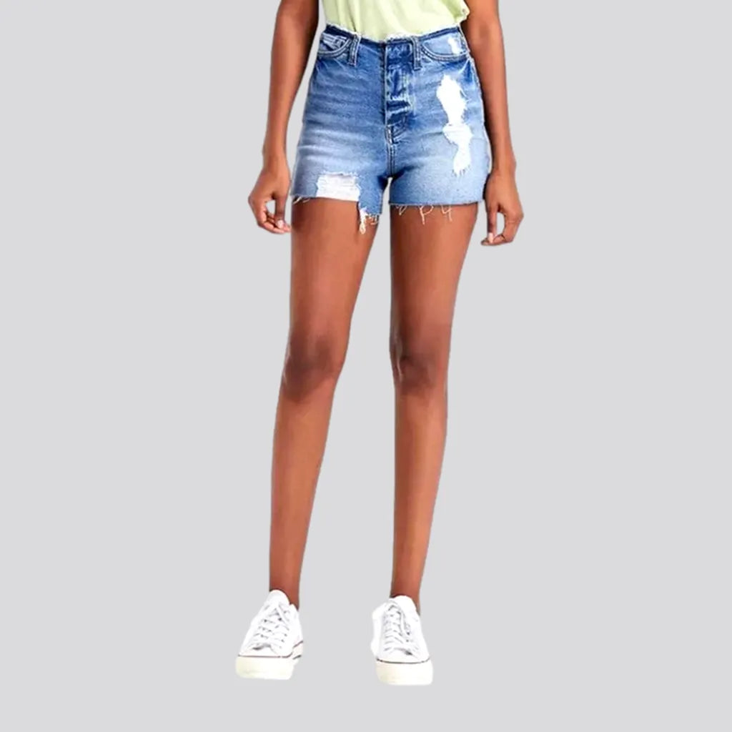 Distressed straight denim shorts
 for ladies | Jeans4you.shop