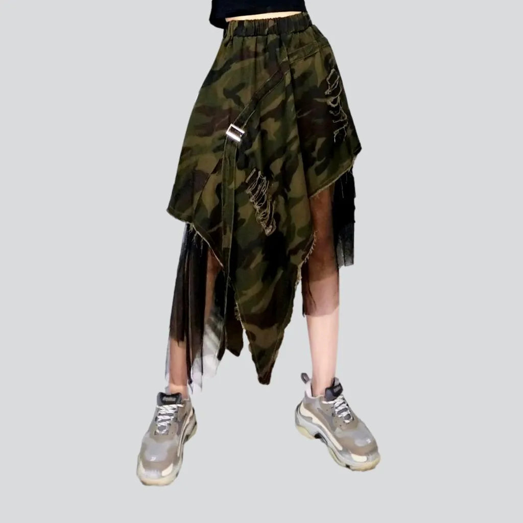 Distressed urban midi denim skirt | Jeans4you.shop