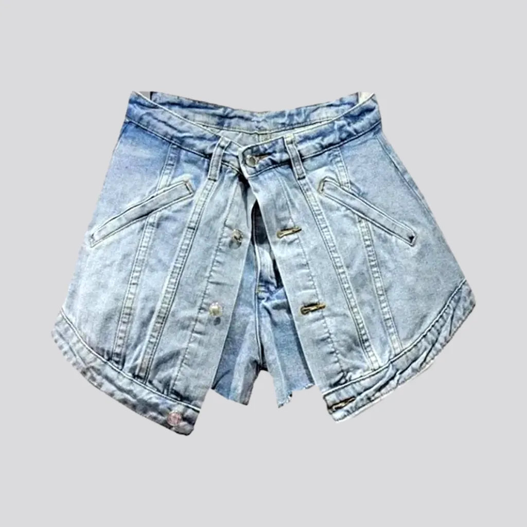 Distressed vintage denim skort
 for ladies | Jeans4you.shop