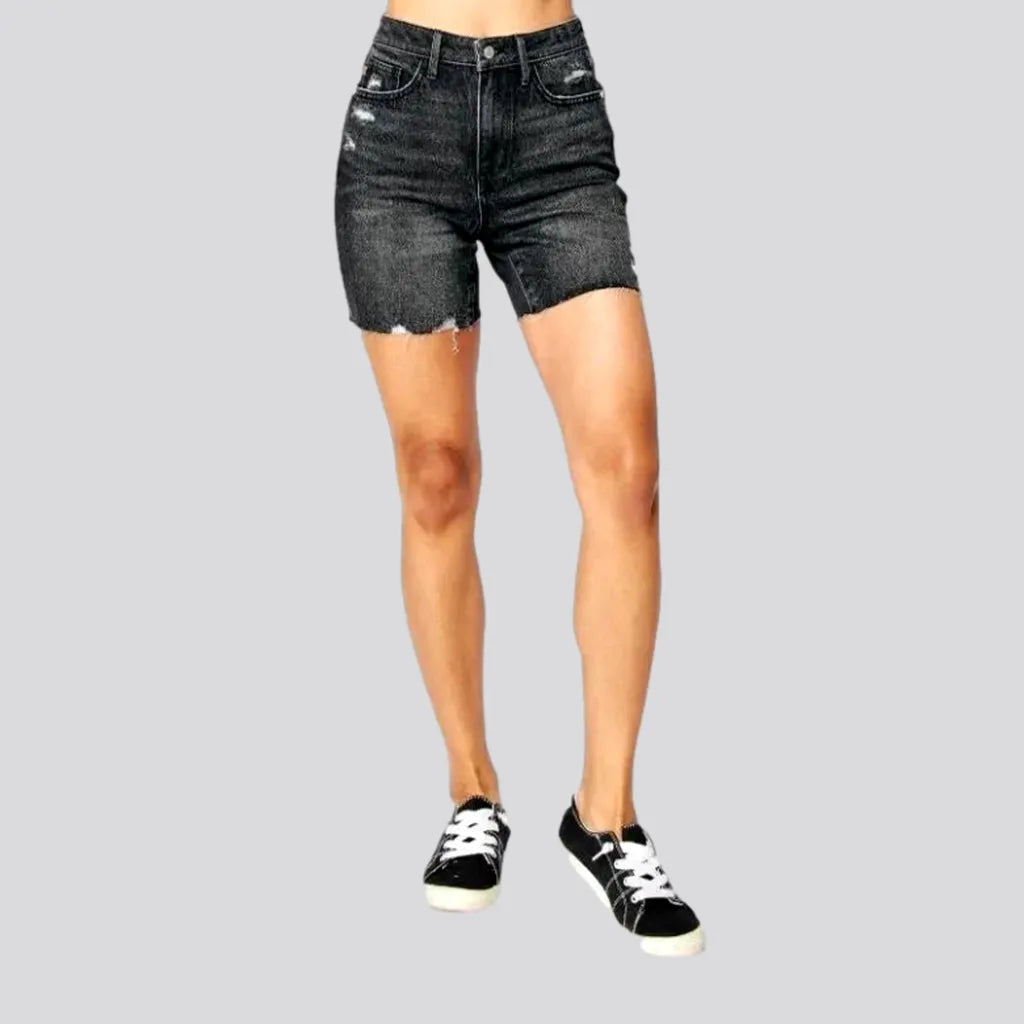 Distressed whiskered denim shorts
 for ladies | Jeans4you.shop