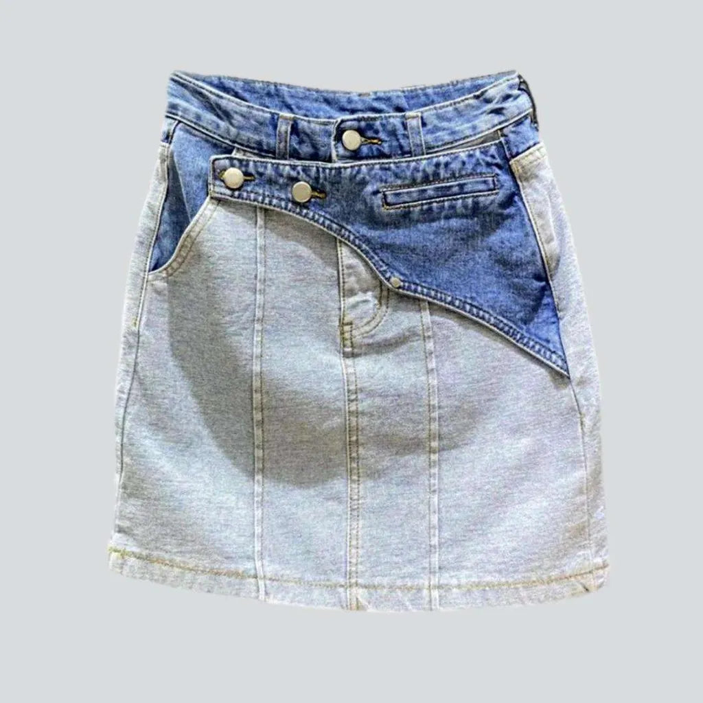 Double waistband layered denim skirt | Jeans4you.shop