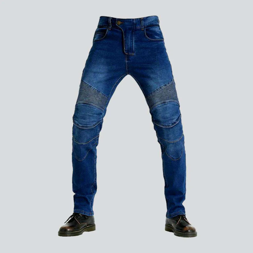 Elastic blue men's biker jeans | Jeans4you.shop