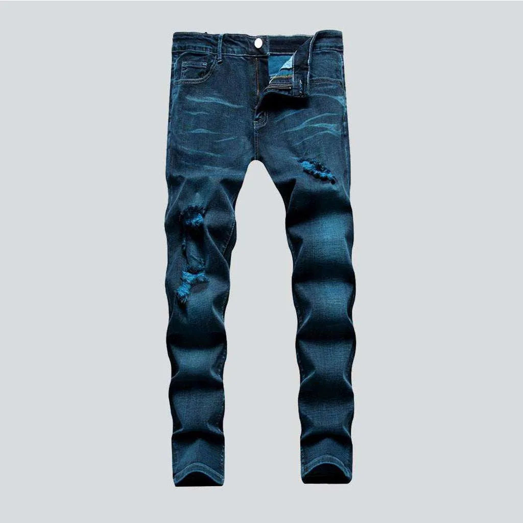 Electric blue men's ripped jeans | Jeans4you.shop