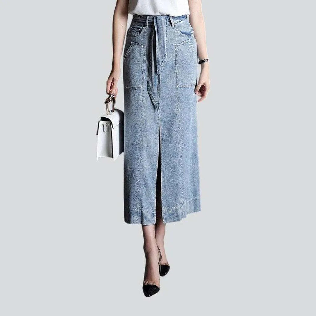 Elegant slit long denim skirt | Jeans4you.shop