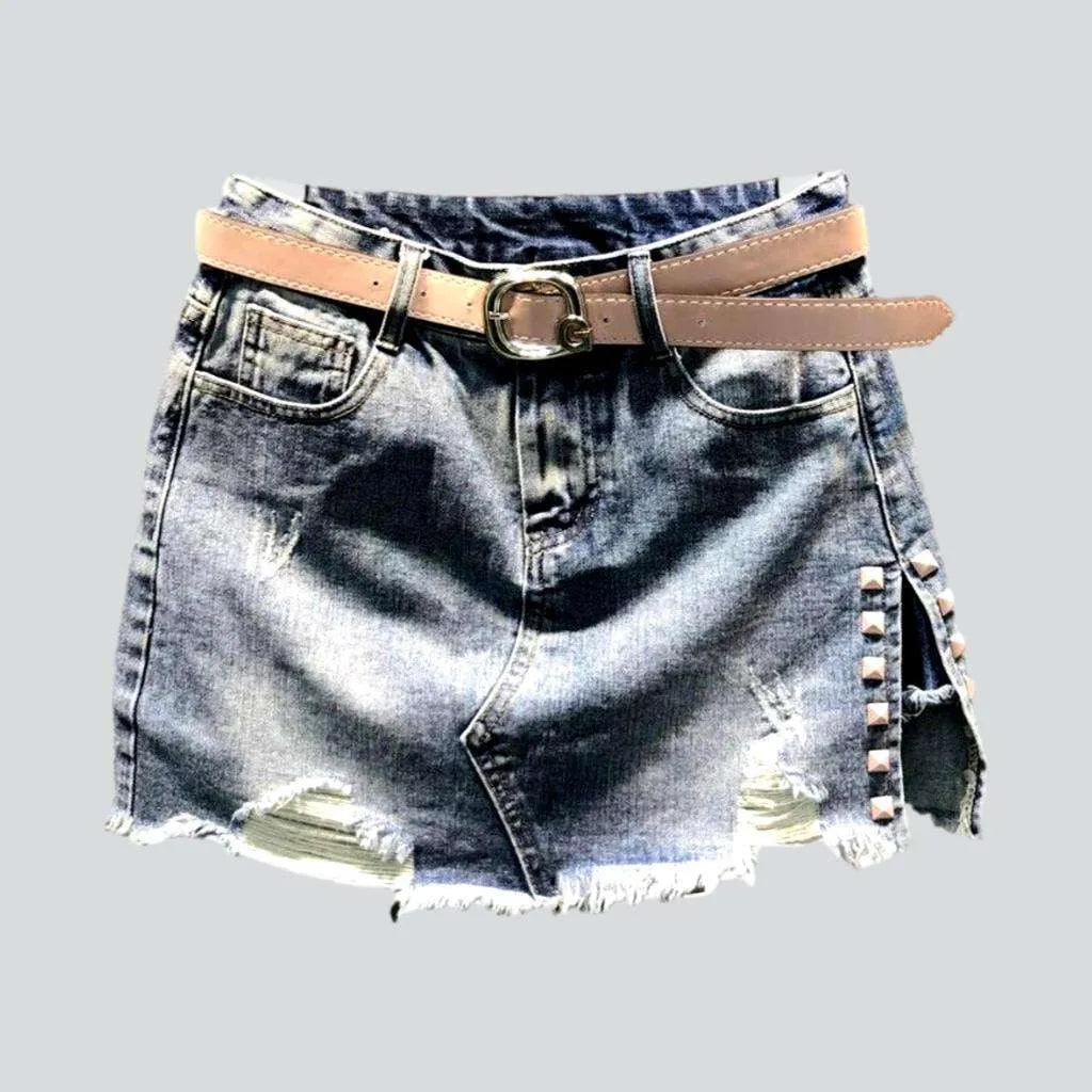 Embellished distressed denim skort | Jeans4you.shop