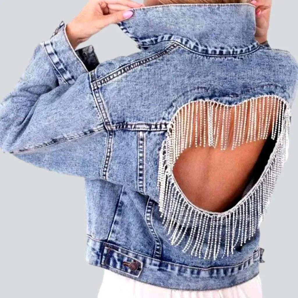 Embellished heart jean jacket
 for women | Jeans4you.shop