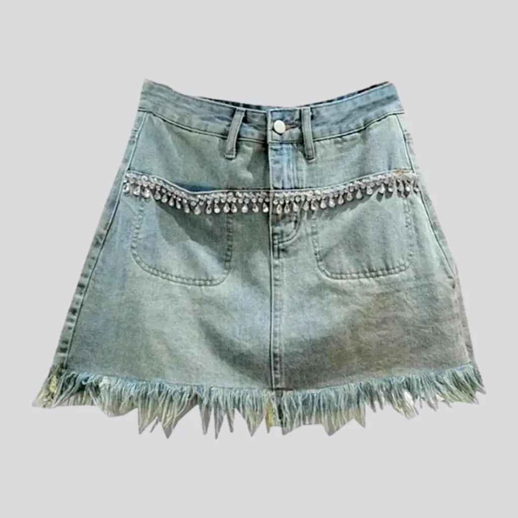 Embellished light-wash jean skirt
 for ladies | Jeans4you.shop